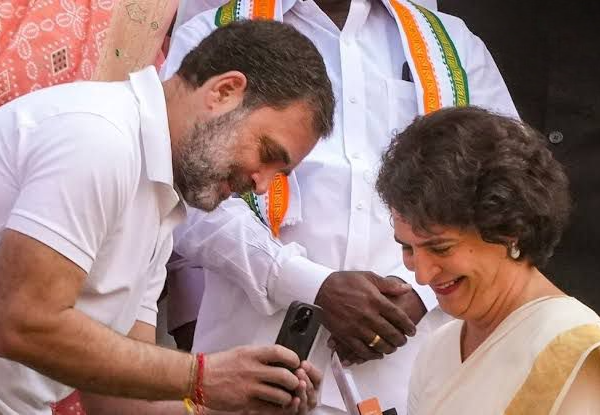 The pictures of Rahul and Priyanka from Parliament House…