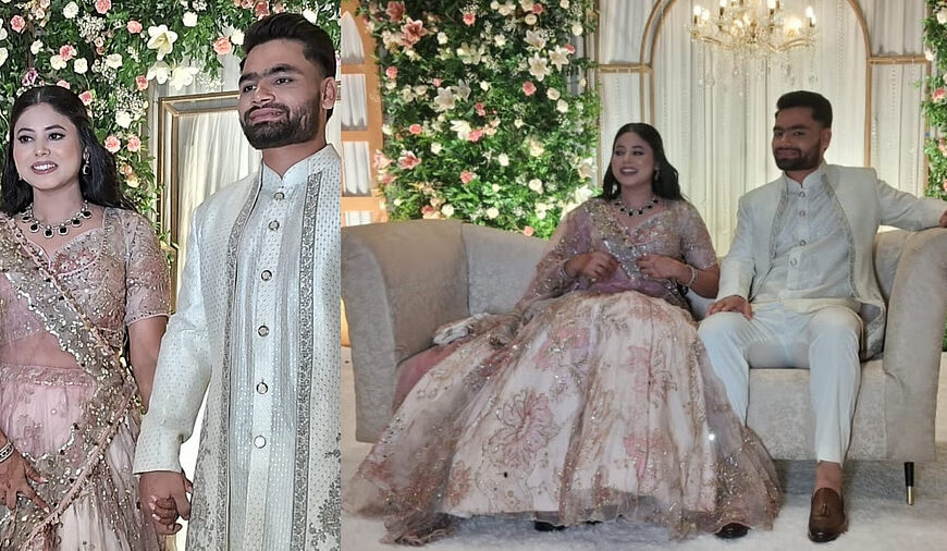 Rinku-Priya Engagement: Priya in pink lehenga and Rinku Singh in silver sherwani, see engagement pictures