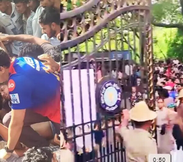 A huge crowd was standing on the slab of…
