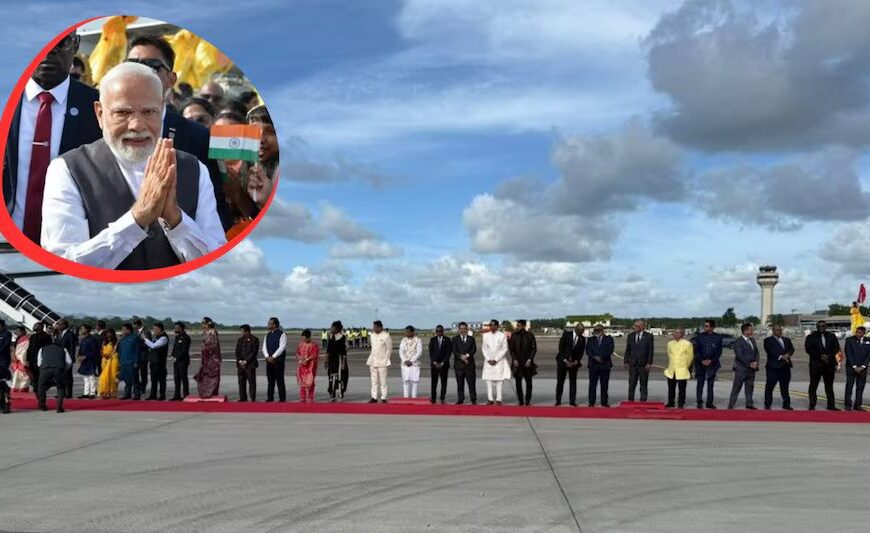 38 ministers, 4 MPs along with Prime Minister Kamala… When the entire cabinet landed at the airport of Trinidad and Tobago to welcome PM Modi