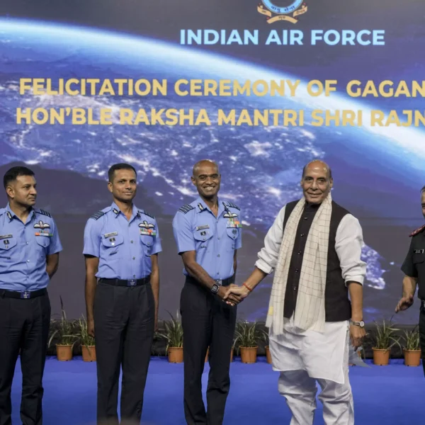 Rajnath Singh Felicitates Gaganyatris