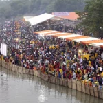 Devotees offer morning prayers at…