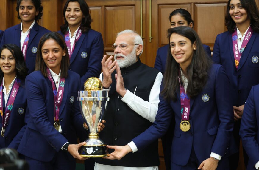 Prime Minister Narendra Modi hosted the champions of the Women’s World Cup at his residence at Lok Kalyan Marg.