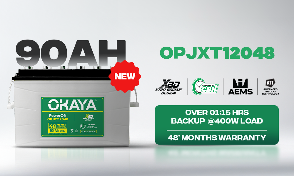Okaya Introduces JXT 90Ah Inverter Battery, a New Innovation…
