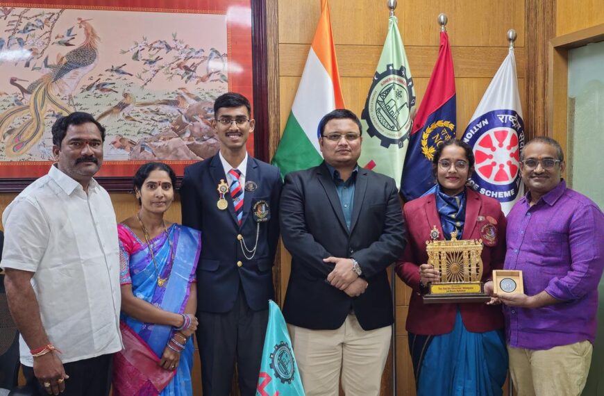 KLH Aziznagar Cadet Conferred DG NCC Commendation Card at National Level