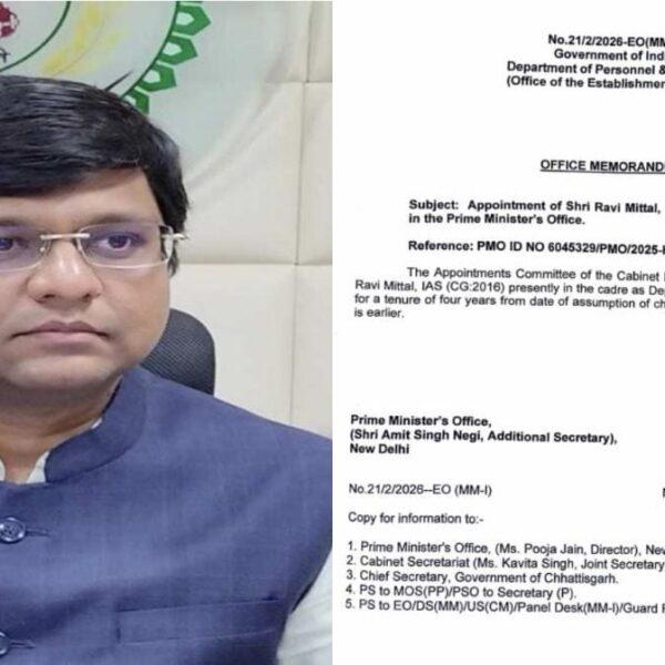 Chhattisgarh Cadre IAS Officer Dr. Ravi Mittal Appointed Deputy Secretary in the Prime Minister’s Office