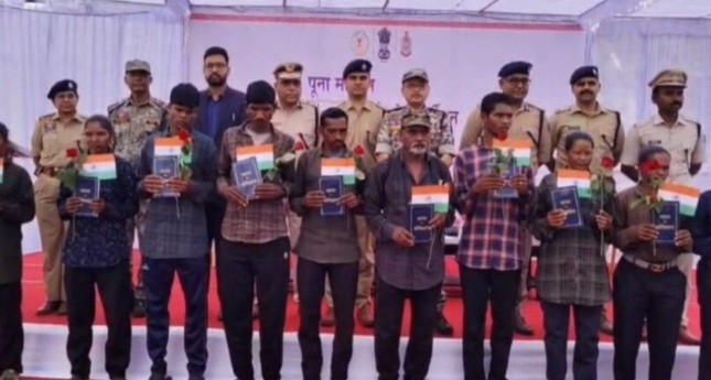 15 Naxalites carrying a bounty of ₹73 lakh surrendered, handing over lethal weapons like AK-47s and INSAS rifles