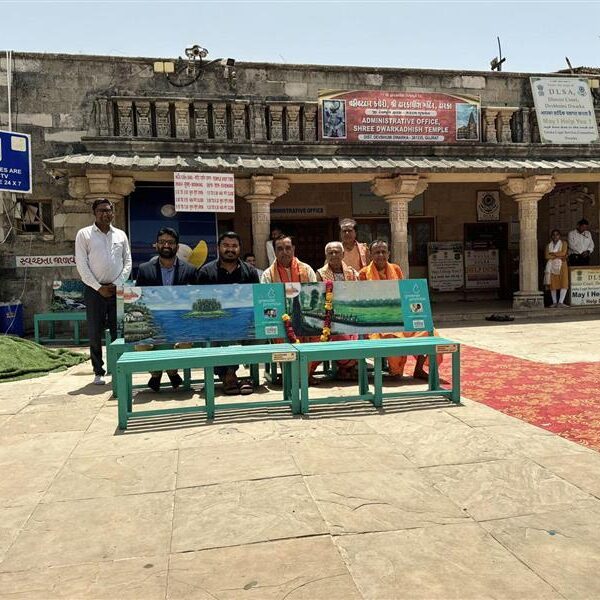 Bisleri International Installs Recycled Plastic Benches at Dwarkadhish Temple&hellip;