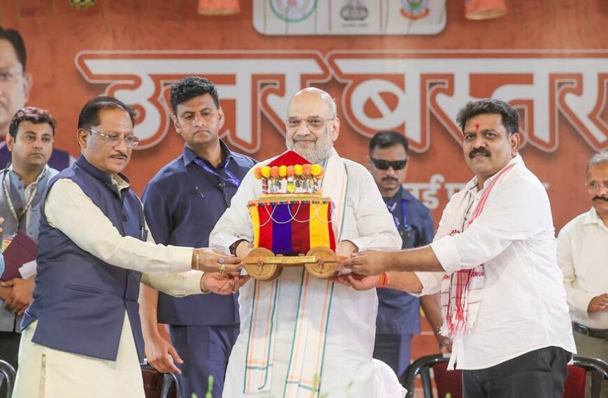 Union Home Minister and Minister of Cooperation Amit Shah meets families of martyrs, CAPFs personnel and victims of naxal violence in Jagdalpur, Chhattisgarh