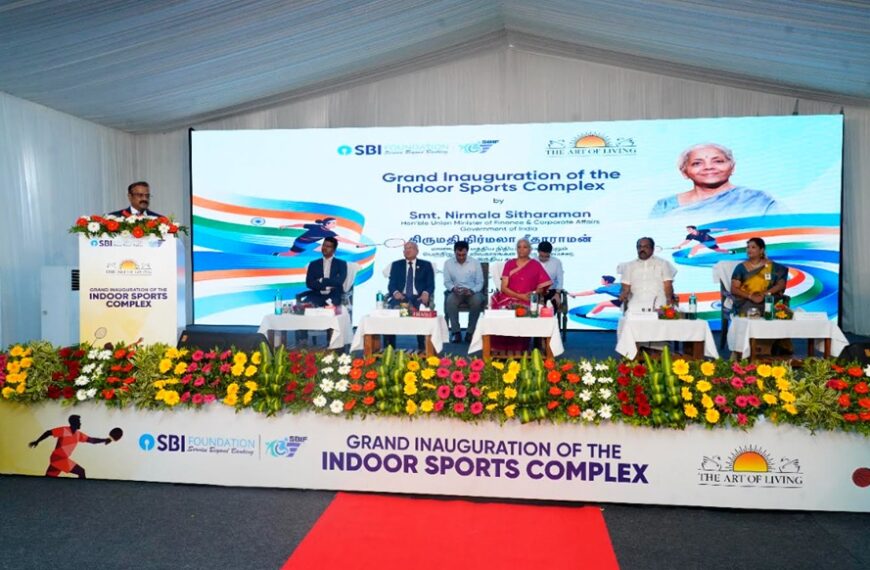 Union Minister of Finance and Corporate Affairs Inaugurates Indoor Sports Complex in Tiruchuli