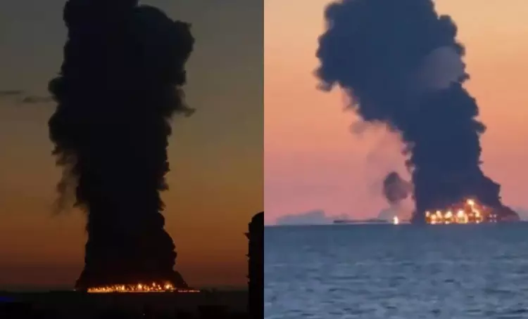 Oil Tanker With 23 Indians Aboard Set Ablaze Off Russia’s Black Sea Coast; Entire Crew Rescued