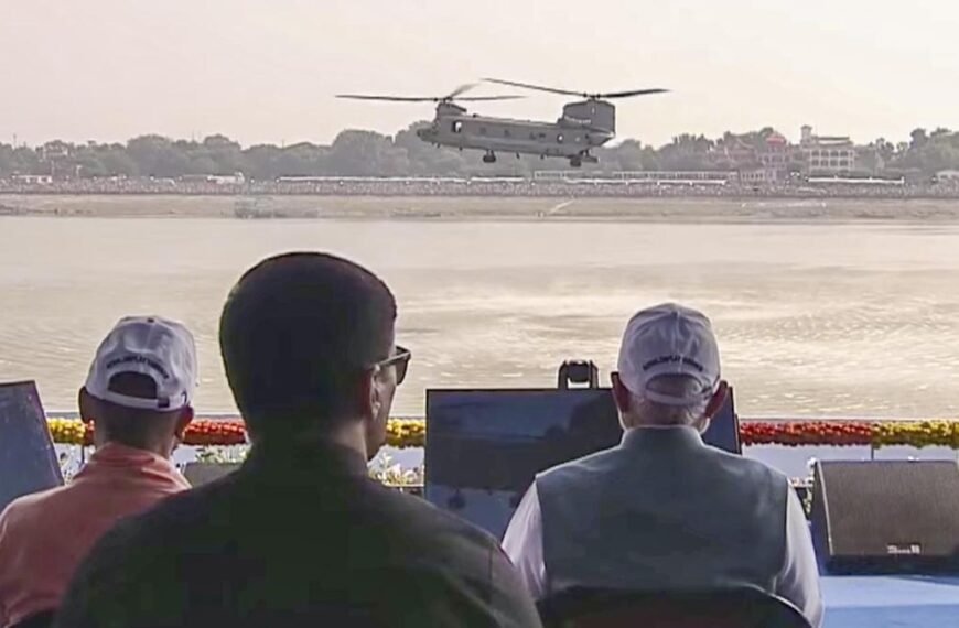 PM Modi Witnesses ‘Wings over Ganges’ Air Show in Varanasi, Inaugurates Garment Manufacturing Unit